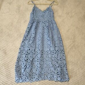 Astr Light Blue Lace Midi Dress